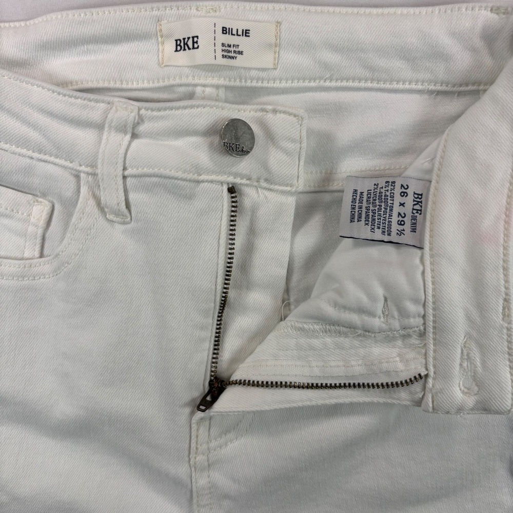 BKE Billie Skinny Jeans Womens 26 White High Rise‎ Slim Fit Denim Pants - Picture 2 of 9